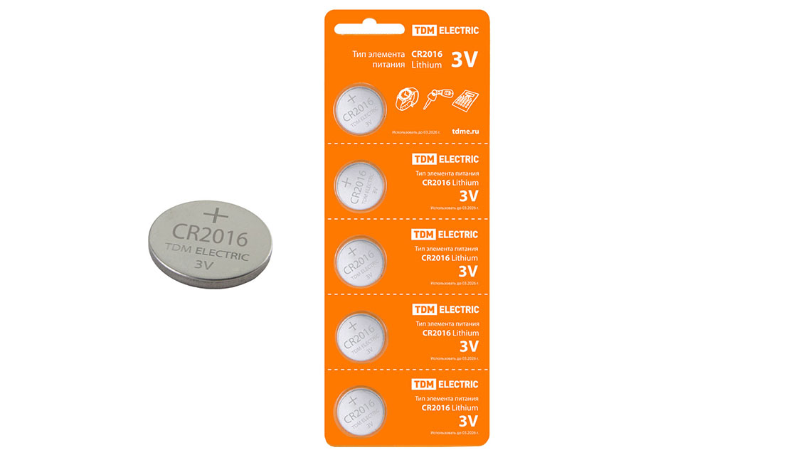 Элемент питания 3 В, 75 мАч, CR2016 TDM