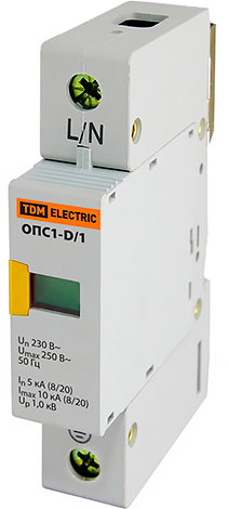 Разрядник ОПС1-D 1P In 5 kA Un=230B Im 10 kA TDM