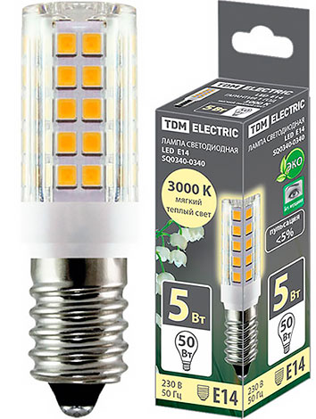 Лампа светодиодная SMD LED 5 Вт, E14, 230 В