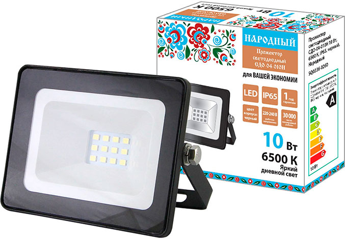 Прожектор светодиодный LED (черный) (10W 6400К 450 LM IP65) SQ0336-0260 TDM