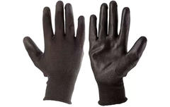 Перчатки  антистатичные полиуретан неполный облив манжет вязаный черные 10 PROFMET