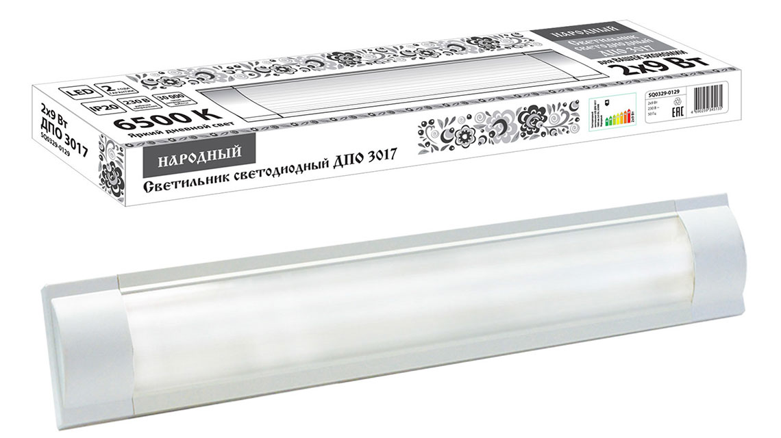 Светильник светодиодный LED ДПО 3017 (2 × 9 W 1800 Lm 6500K) TDM