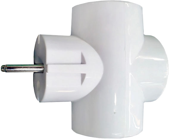 Вилка тройник без заземления 3 гнезда TDM