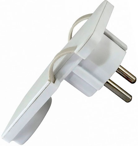 Вилка угловая плоская белая 16 А TDM