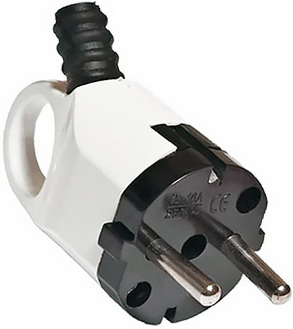 Вилка штепсельная с заземлением, L-образная угловая с ушком TDM