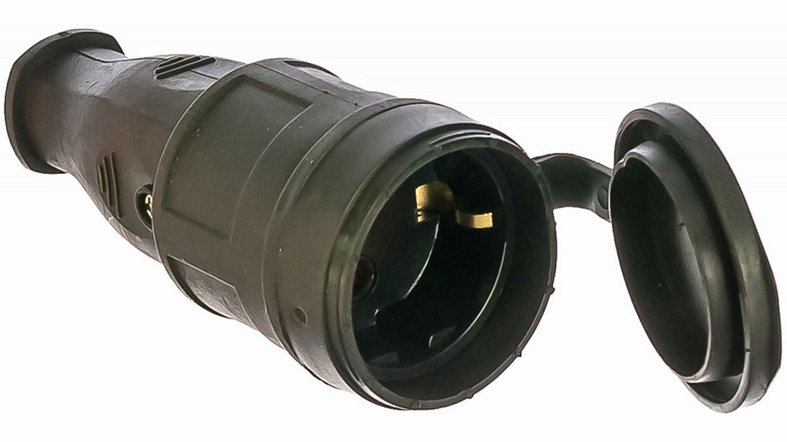 Розетка переносная с заглушкой каучук 16А 220В TDM