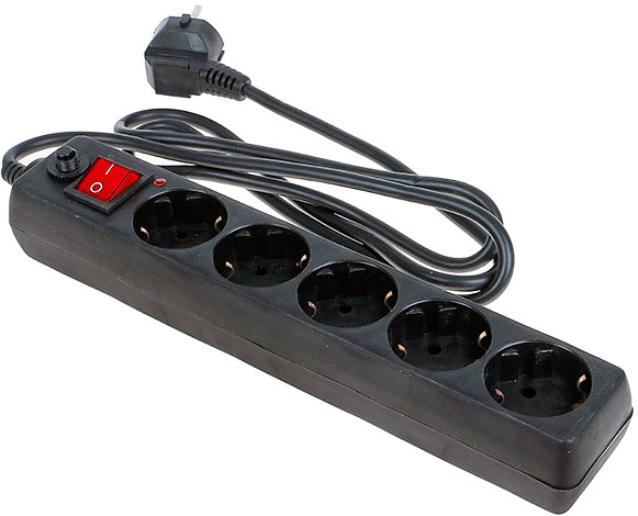 Сетевой фильтр 16 А, 250 V, 5 гнезд TDM