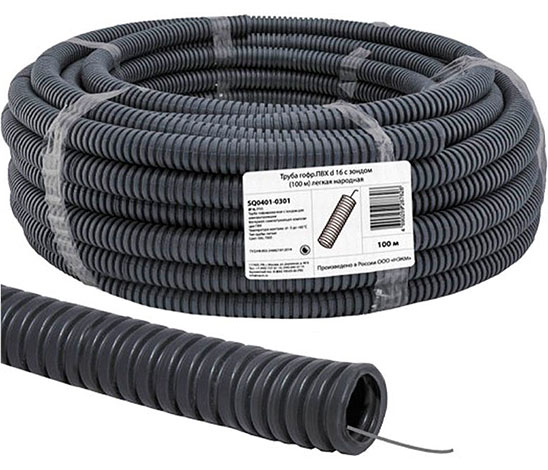 Труба гофрированная ПВХ с зондом, черная TDM