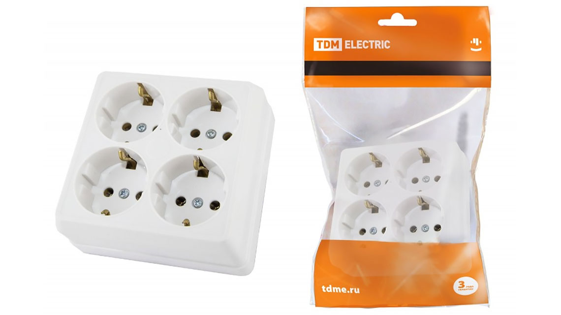 Колодка 4 гнезда с заземлением SQ1801-0122 TDM