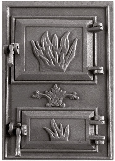 Дверка спаренная топочная c поддувалом 500*300 мм с отражателем чугун