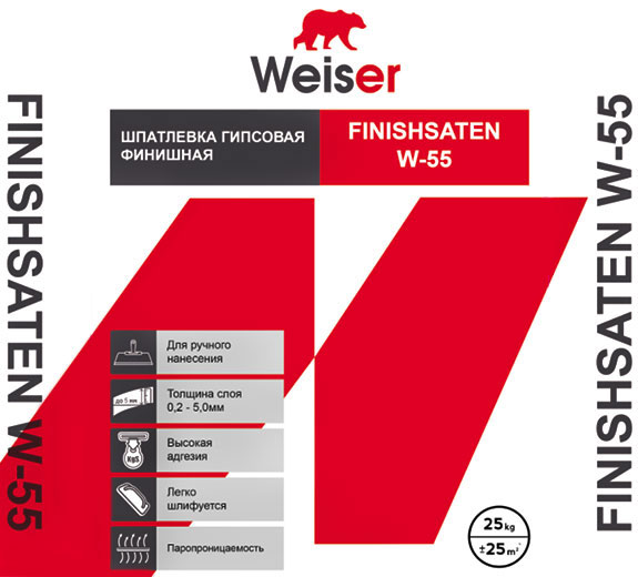 Шпатлевка гипсовая вторичная (финишная) FINISHSATEN W-55 25 кг Weiser