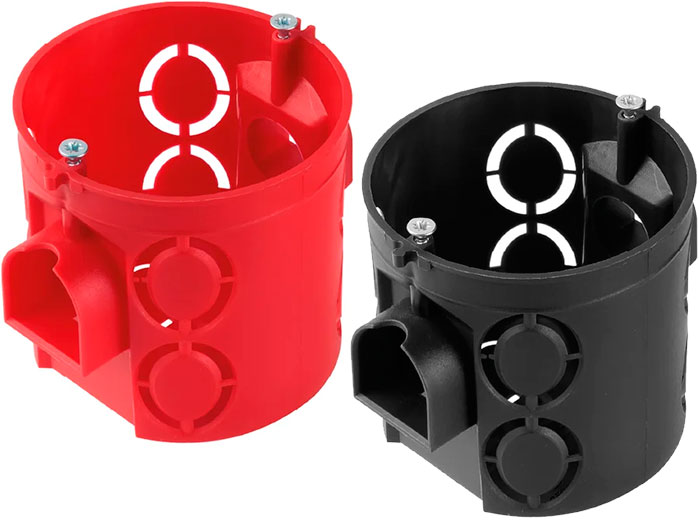 Коробка установочная СП D68 × 62 мм, углубленная, саморезы, стыковочные узлы, IP20, TDM