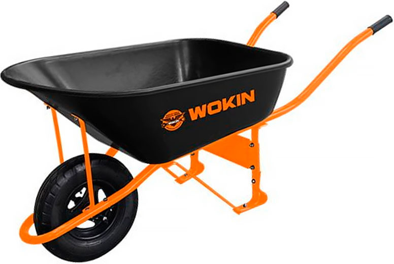 Тачка садово-строительная 120 л пневматическое колесо корыто, пластик WOKIN