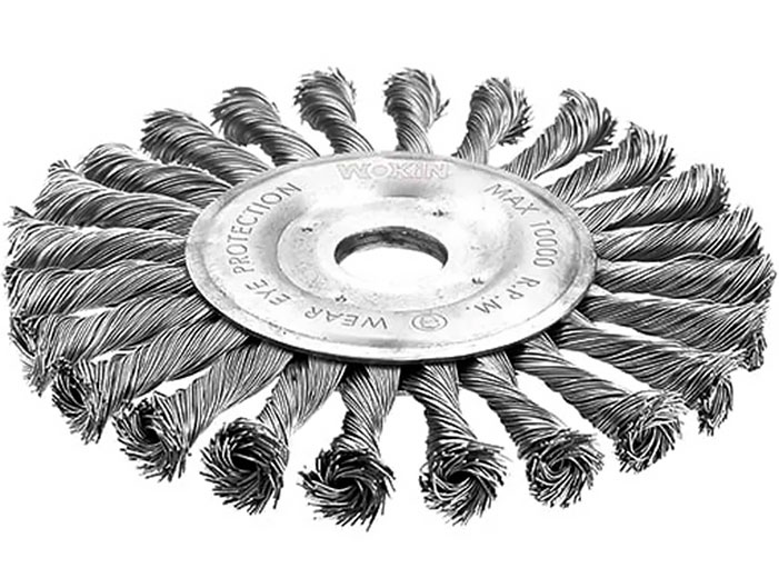 Щетка кольцевая Ø125 × 22.2 мм (пучки витой проволоки) WOKIN