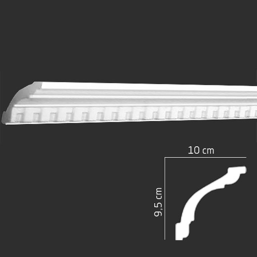 Плинтус потолочный инжекционный EPS (багет) DP-117 100 × 95 × 2000 мм Andpol