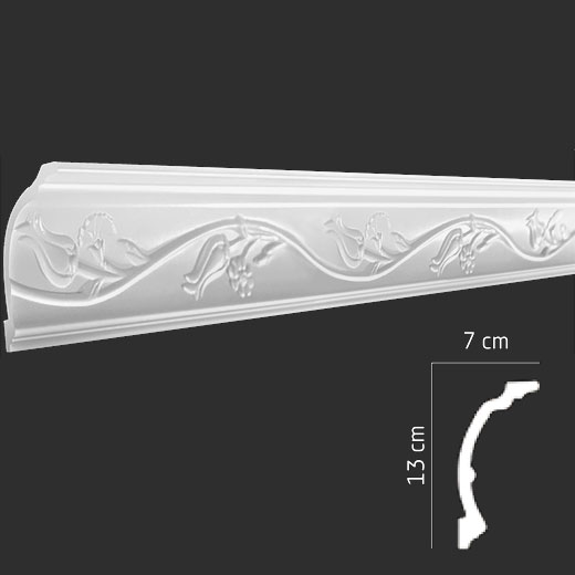 Плинтус потолочный инжекционный EPS (багет) DP-146 70 × 130 × 2000 мм Andpol