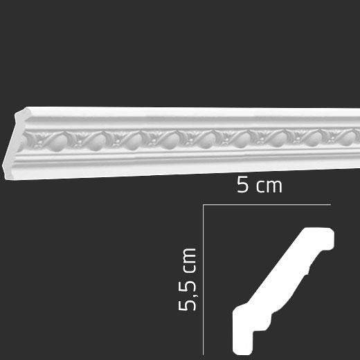 Плинтус потолочный инжекционный EPS (багет) DP-152 50 х 55 х 2000 мм Andpol