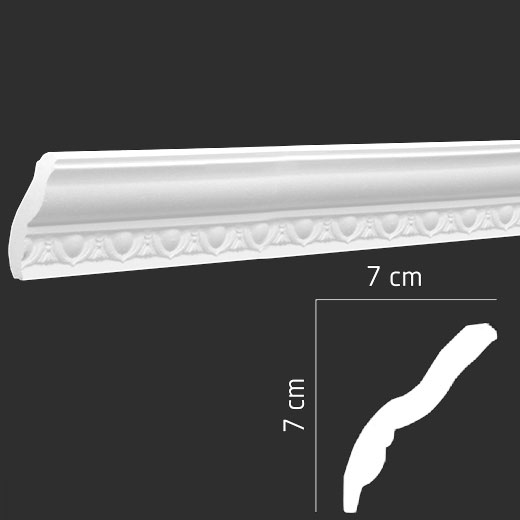 Плинтус потолочный инжекционный EPS (багет) DP-174 70 × 70 × 2000 мм Andpol