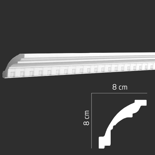 Плинтус потолочный инжекционный EPS (багет) DP-187 80 × 80 × 2000 мм Andpol