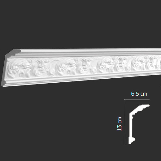 Плинтус потолочный инжекционный EPS (багет) DP-195 65 × 130 × 2000 мм Andpol