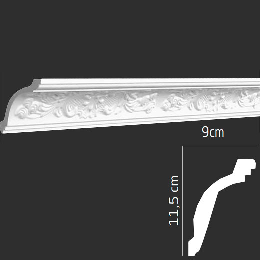 Плинтус потолочный инжекционный EPS (багет) DP-196 90 х 115 х 2000 мм Andpol