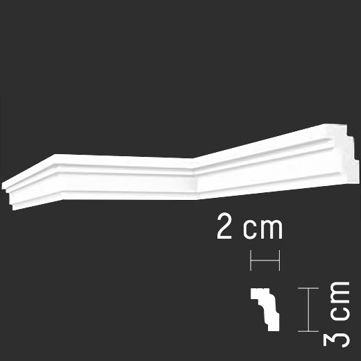 Плинтус потолочный XPS (багет) B-08 20 х 30 х 2000 мм Andpol