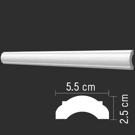 Плинтус стеновой XPS (багет) KC-61 55 х 25 х 2000 мм Andpol