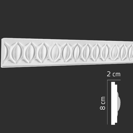 Плинтус стеновой инжекционный EPS (багет) BR-02 20 × 80 × 2000 мм Andpol