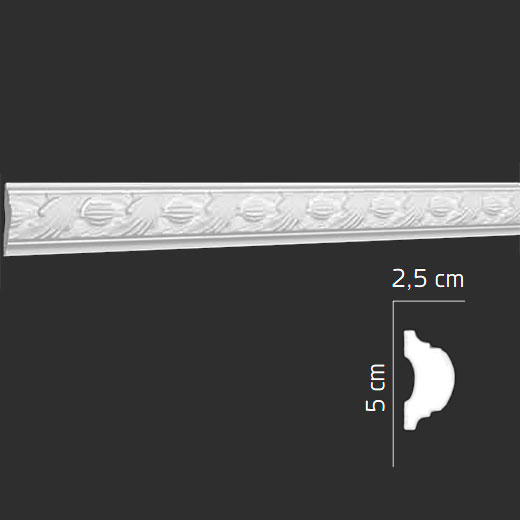 Плинтус стеновой инжекционный EPS (багет) DC-02 25 × 50 × 2000 мм Andpol