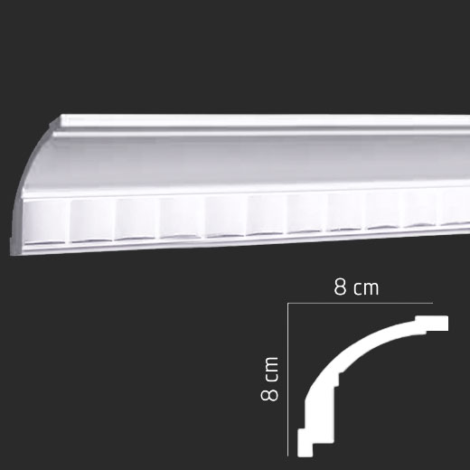 Плинтус потолочный инжекционный EPS (багет) DP-115 80 × 80 × 2000 мм Andpol