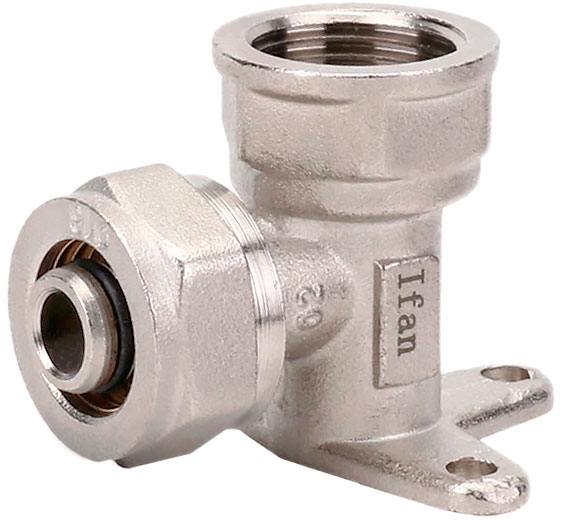 Отвод с креплением для металлопластиковой трубы 16 × 1/2 с внутренней резьбой (15) IFANPlus