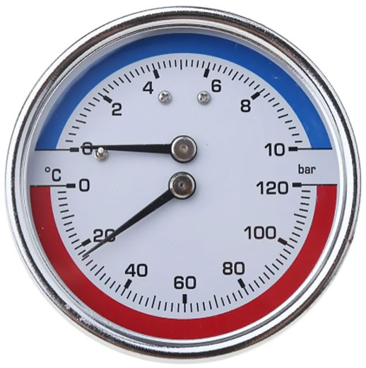 Термоманометр заднего подключения 1/2 Ø 50 мм 120ºC с штуцером IFAN