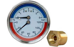 Термоманометр  заднего подключения 1/2 Ø 50 мм 120ºC с штуцером IFAN