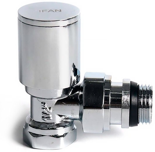 Кран угловой с американкой для полотенец и радиатора хром (15) 1/2 ВН IFAN