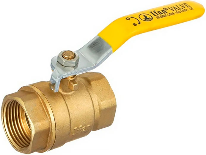 Кран шаровой латунь газ рычаг ВВ PN25 IFAN