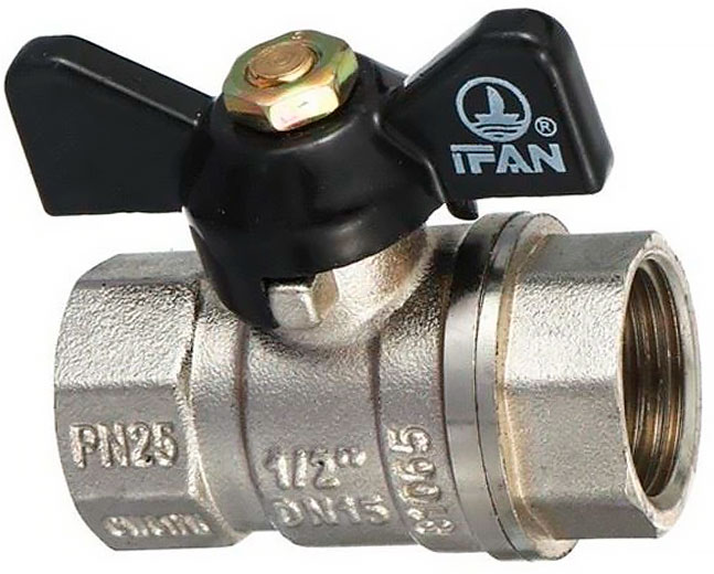 Кран шаровый латунь бабочка ВВ PN25 CW617N IFAN Standard