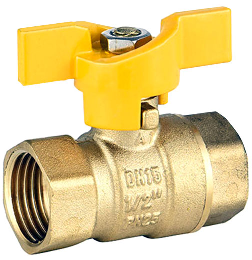 Кран шаровой латунь газ бабочка ВВ PN25 IFAN