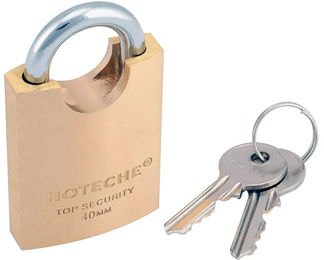 Замок навесной латунный с закрытой дужкой 50 мм 180209 Hoteche