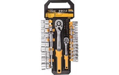 Набор  головок 50 ед. 1/2 1/4 4 - 24 мм удл. рукоятка с храп. механизм 72 зуба 202002 Hoteche