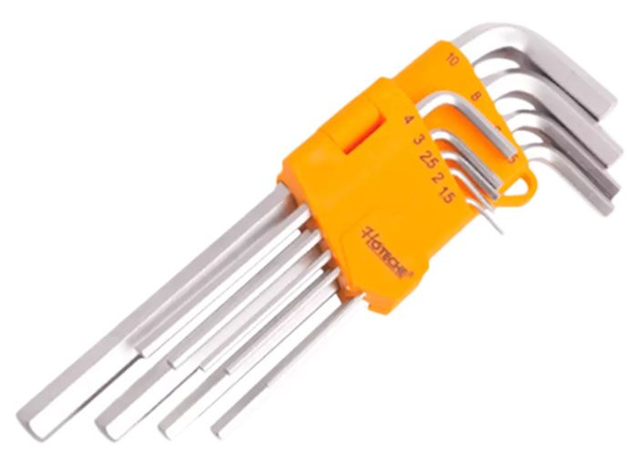 Набор Г-образных шестигранных удлиненных ключей 9 шт 1.5-10 мм Cr-V 260209 Hoteche