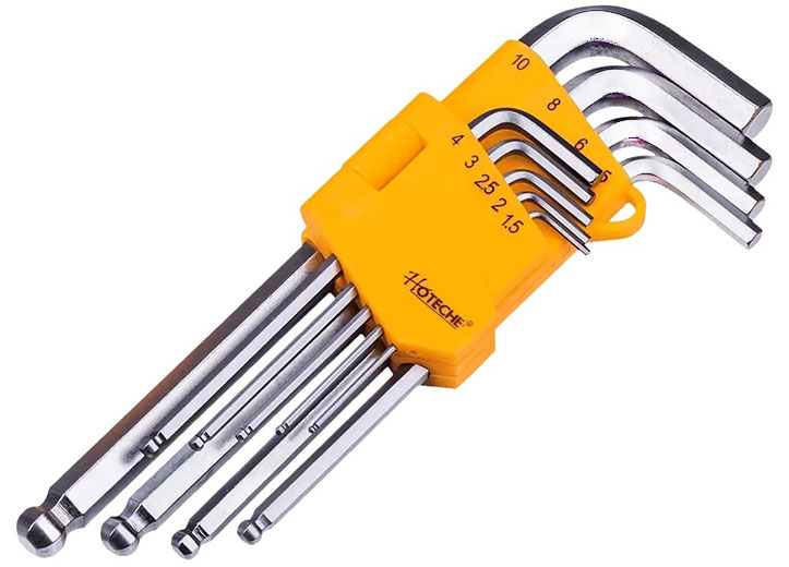 Набор Г-образных шестигранных удлиненных ключей с шарообразным наконечником 9 шт 1.5-10 мм 260509 Hoteche