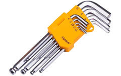 Набор Г-образных шестигранных удлиненных ключей с шарообразным наконечником 9 шт 1.5-10 мм 260509 Hoteche