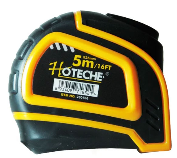 Рулетка с металлическим полотном и автостоп покрытая нейлоном Hoteche