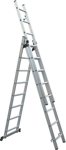 Лестница алюминиевая раздвижная 3-х секционная 4.1 м 480117 Hoteche