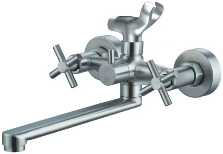 Смеситель для ванны длинный излив нержавещая сталь (кран-букса) V357-22S Valvetti