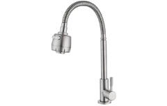 Кран  на одну воду нержавеющая сталь (k35) с гибким изливом V00-58S Valvetti