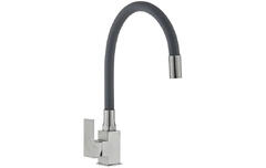 Смеситель  для кухни нержавеющая сталь (k35) с гибким серым изливом V130S-58-19 Valvetti