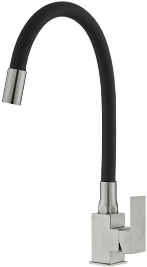 Смеситель для кухни нержавеющая сталь (k35) с гибким черный изливом V310S-58-19 Valvetti