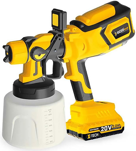 Пистолет покрасочный аккумуляторный 20 Вт форсунка 1-1.8-2.5 мм бачок 1.4 л SGS5460