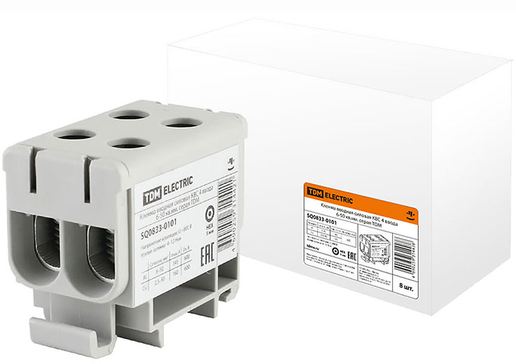 Клемма вводная силовая КВС 4 ввода 6-50 мм² TDM